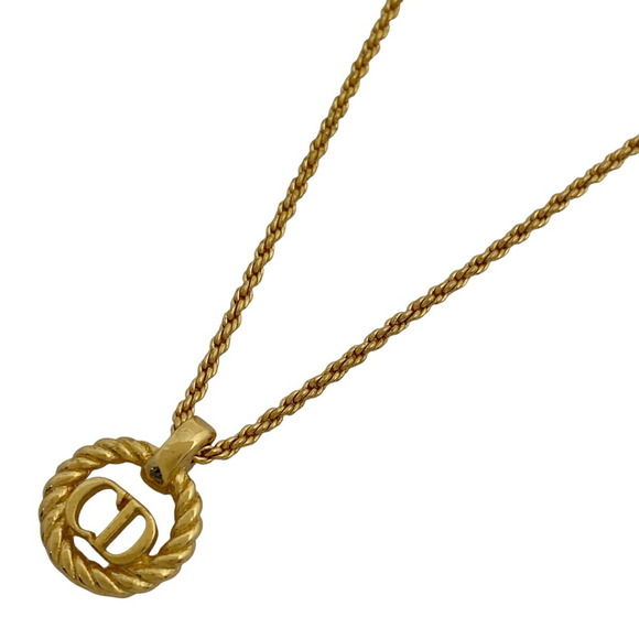 Christian Dior Logo Round Necklace CD GP Gold - Picture 1 of 4